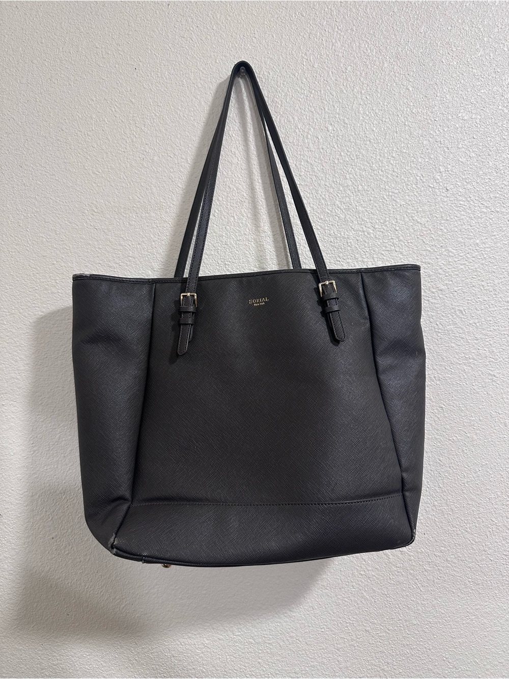 Sorial Grey Textured Tote with Gold Accents